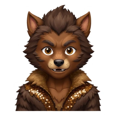 The Werewolf from Universal Monsters with brown fur, dark brown sequin outfit  sticker