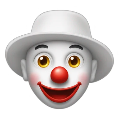 un clown avec nez rouge, sourcil arqués juste qu’en bas de ces yeux ovales des longues  boucles blondes et un long chapeau haut de forme   sticker