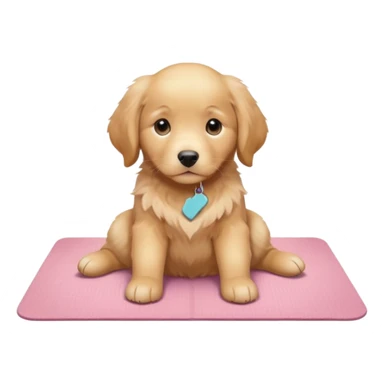 Funny Golden retriever puppy on light pink yoga mat sticker