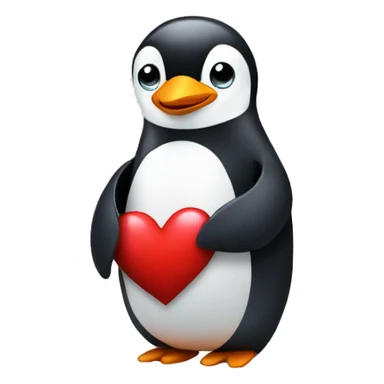 Penguin holding a heart sticker