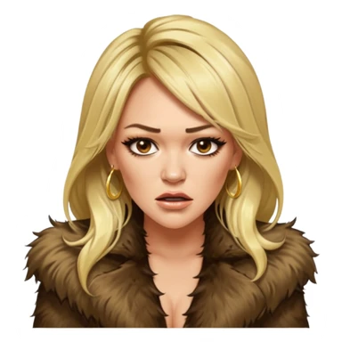 Cinematic Realistic Ultra HD - very Angry High Nose - Glamor Plunge Hilary Duff Extreme Long Long Hairstyle in Shaggy Fur Coat with Gold Flash sticker