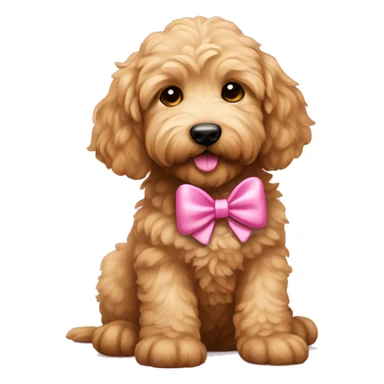 Golden doodle puppy with pink bow sticker