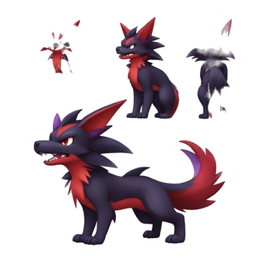  Black Red Purple Kawaii Cool Anime Nargacuga-Noivern-Noibat-Litten-Zorua-Zoroark-Fakemon-fusion full body sticker