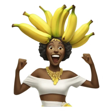 Lady wearing a banana head dress dancing  sticker