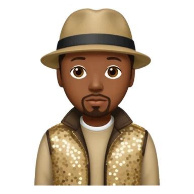 Nate Dogg with dark brown hair, beige sequin outfit sticker