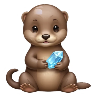 baby otter holding crystals sticker