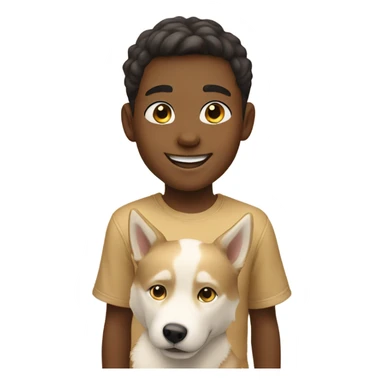 smiling boy with golden beige Husky  outdoors sticker