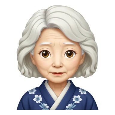 japanese culture old woman with white wavy hair and wrinkles sticker