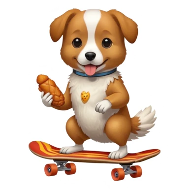 dog riding skateboard eating chicken wing sticker