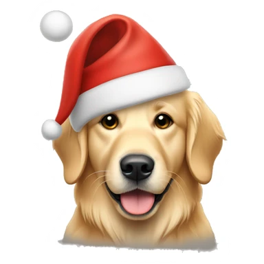 golden retriever wearing a santa hat sticker