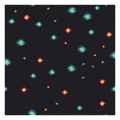 galaxy with bright stars and nebulae, retro game look sticker