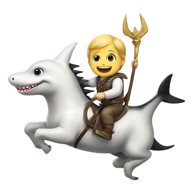 baby shark with trident riding a flying horse sticker