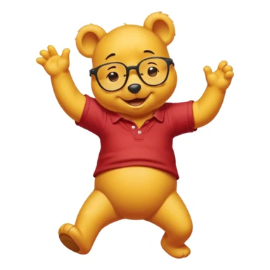 Winnie the Pooh dancing with glasses  sticker