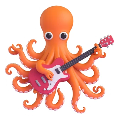 happy octopus with multiple arms playing guitar sticker