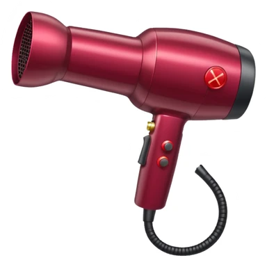 burgundy blow dryer with a ribbon sticker