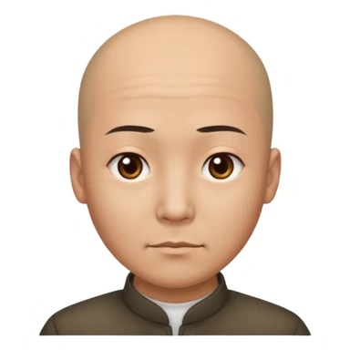 chineese man with a bald head and PONYTAIL coming out in the middle sticker