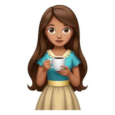 big black eyes and tanned skin brown hair glamorous long hair with coffee  sticker