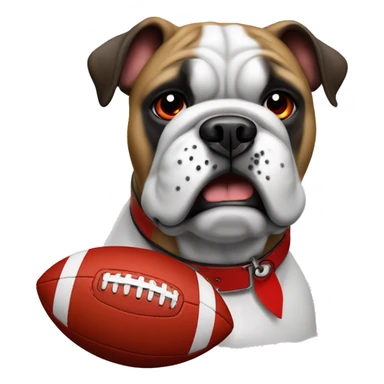 white UGA Georgia bulldog with a football and a red collar  sticker