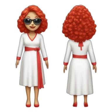 Grosse femme blanche en robe rouge et lunette sticker