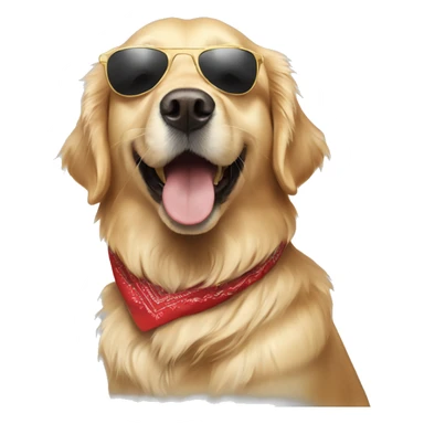 golden retriever with sunglasses and a bandana sticker