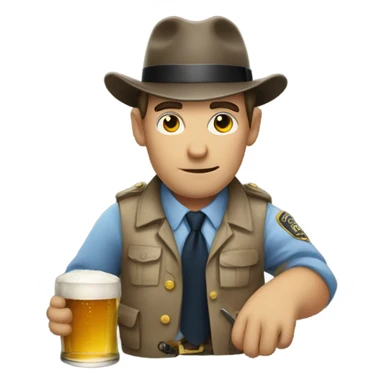 Detective drinking beer sticker