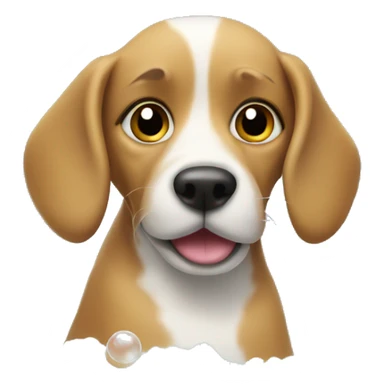 a dog in a bathtub with soap bubbles sticker