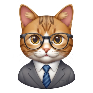 Cat with glasses looking like an office boss, professional business cat sticker