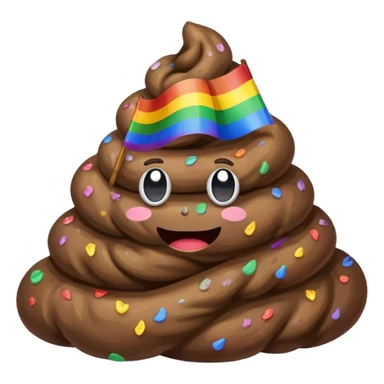 Poop wearing a rainbow gay sticker