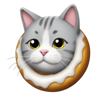 Fat grey cat in doughnut ￼ sticker