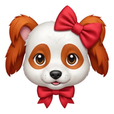 very red haired white dog with a bow on hair sticker