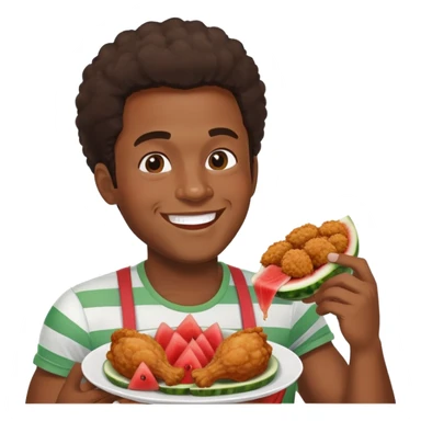 Black man eating chicken and watermelon sticker