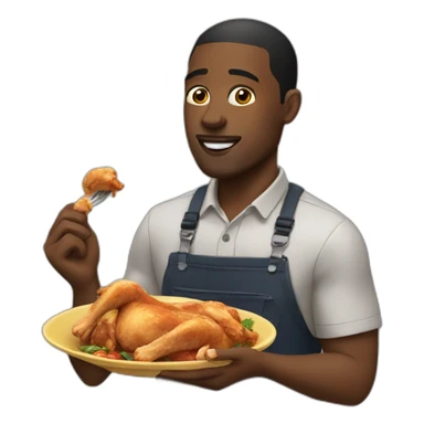 Black men eat chicken  sticker