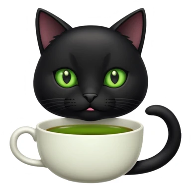 Funny black cat with cup of tea sticker