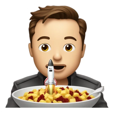 Elon musk eats a small rocket sticker