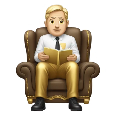 Billionaire reading gold magazine and mobile phone sticker