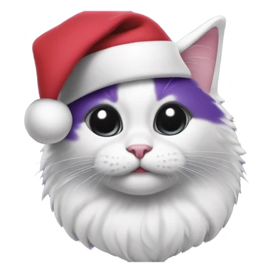 Black and white make kitten with a purple Santa hat on sticker