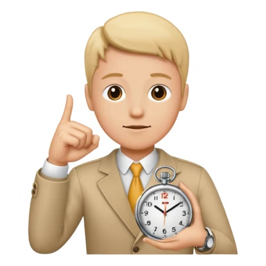 Emoji saying now maybe a watch and ur pointing at it like times up sticker