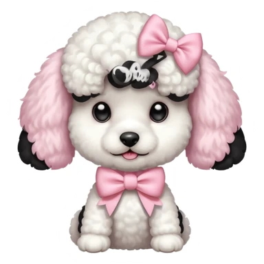 white poodle puppy with pastel pink bow  sticker