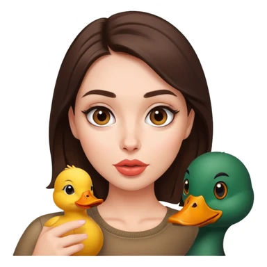 Brunette girl with duck face taking selfie sticker