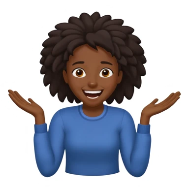 Baiza Ethiopian, dark hair Oldest but immature, no filter, funny Pose: laughing wildly, arms flailing age 21 sticker