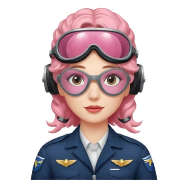 Flight Officer Lila – wavy rose-hair pilot with mirrored goggles sticker