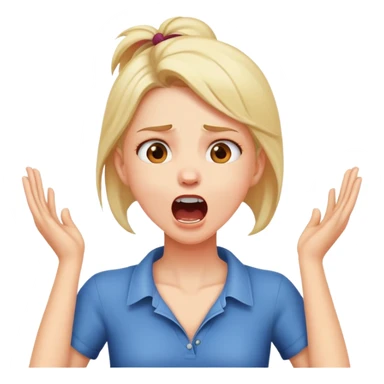 Girl yelling with hands on neck sticker