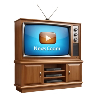 modern tv with news channel on it standing on a super luxurious wooden cupboard sticker