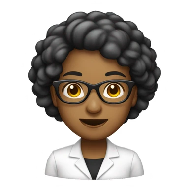 Profesora con pelo liso, negro y largo. Con lentes  sticker