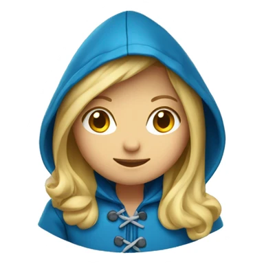 Blond girl with blue raincoat and hood and boots sticker