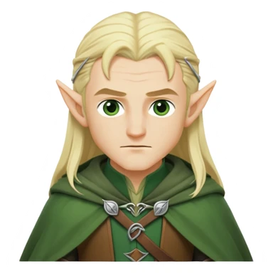 Legolas from Lord of the Rings, blond hair, pointed elf ears, green cloak sticker