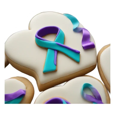 Purple and dteal Suicide awareness ribbon on heart cookie sticker