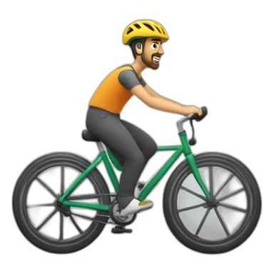 Persona mayor con boina pedaleando en bicicleta con cara de cansado y haciendo esfuerzo sticker