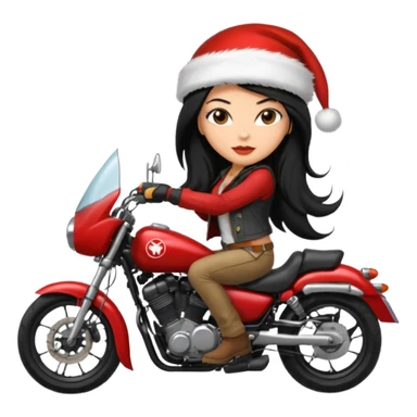 biker girl black long hair moto christmas yamaha sticker