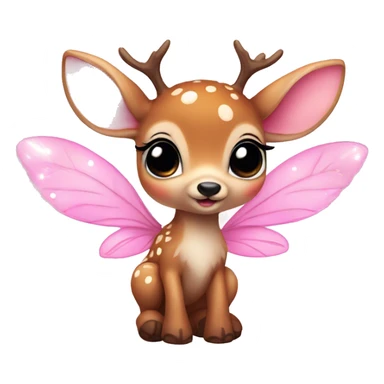baby deer with fairy wings and a pink bow around its neck  sticker